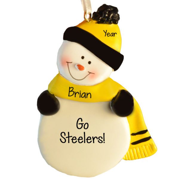BLACK & GOLD Pittsburgh Steelers Snowman Ornament