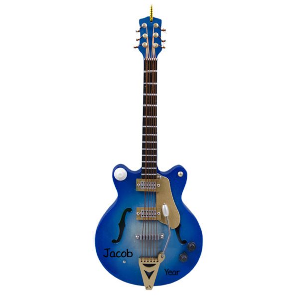 Personalized BLUE ELECTRIC Guitar Keepsake Ornament