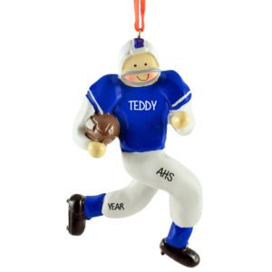 Football Player In ROYAL BLUE & White Uniform Ornament