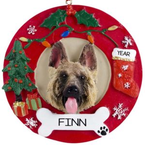 GERMAN SHEPHERD Dog On Christmas Wreath Ornament