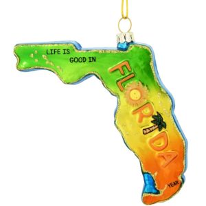 State Of Florida Glittered GLASS Ornament