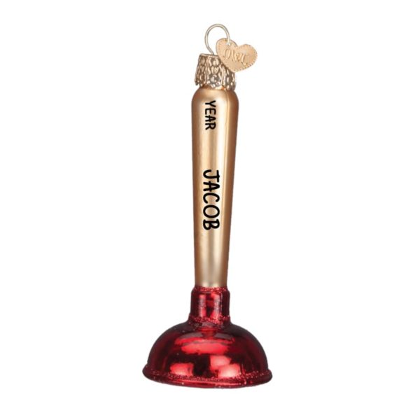 Toilet Plunger Red GLASS Christmas Ornament