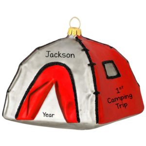 Pop Up Tent First Camping Trip GLASS Ornament