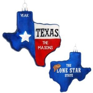Personalized Texas State GLASS Christmas Ornament