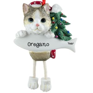 CALICO CAT Dangling Legs Personalized Ornament