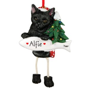 BLACK Cat With Dangling Legs Ornament