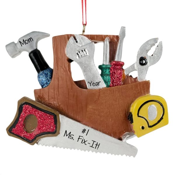 Personalized Ms. Fix -It Diy Toolbox Christmas Ornament