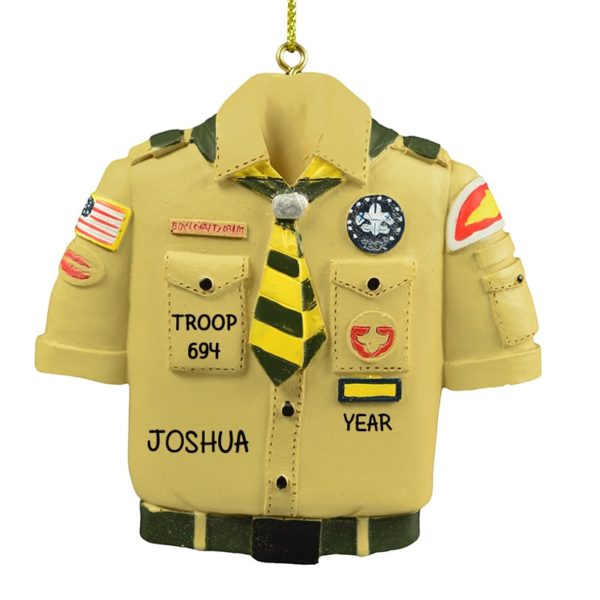 Personalized 3-D TAN Boy Scout Uniform Shirt With TIE Ornament
