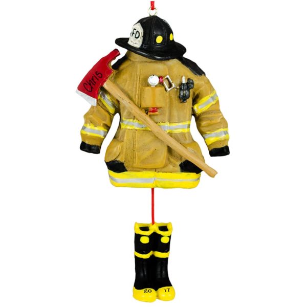 Fireman's Coat With Axe Dangling Christmas Ornament