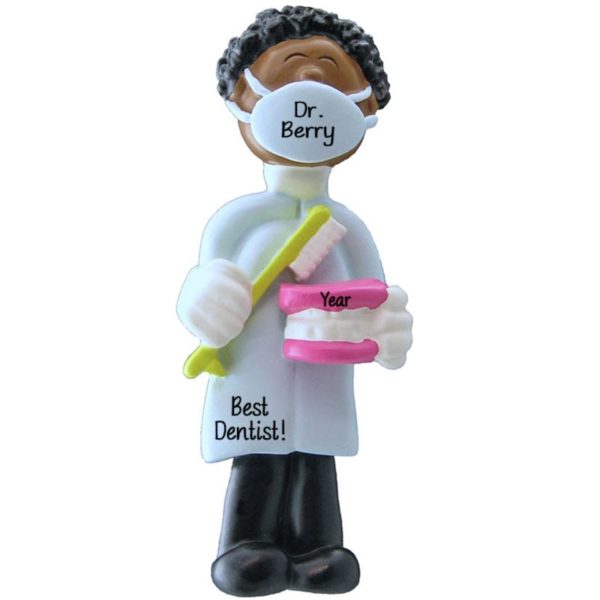 MALE Dentist Wearing Mask Ornament AFRICAN AMERICAN