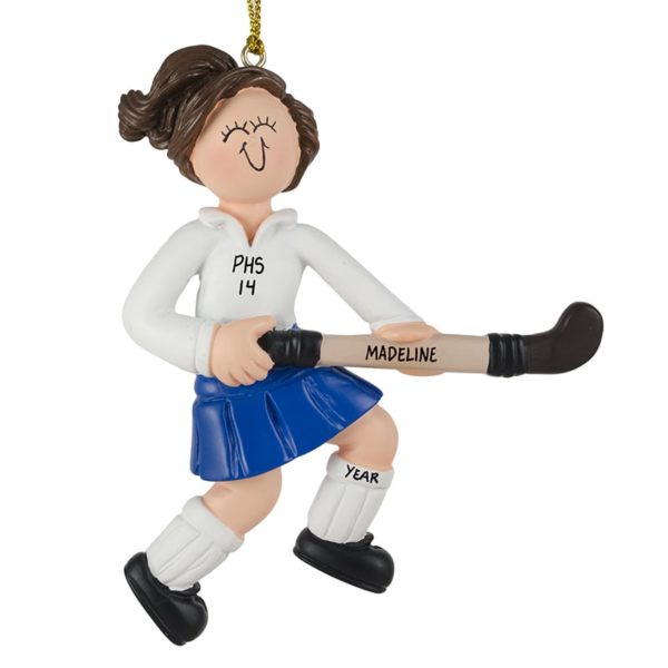 Image of Personalized Field Hockey Player Ornament BRUNETTE