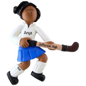 Personalized AFRICAN AMERICAN Field Hockey Player Ornament