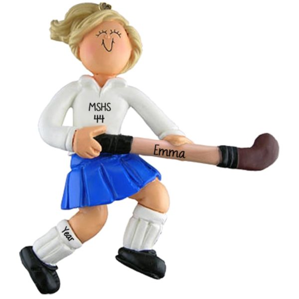 Personalized Field Hockey Player Ornament BLONDE