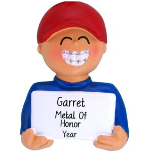 Personalized BRACES Metal Of Honor Ornament MALE