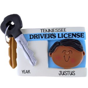 Image of BOY New Driver License Ornament AFRICAN AMERICAN