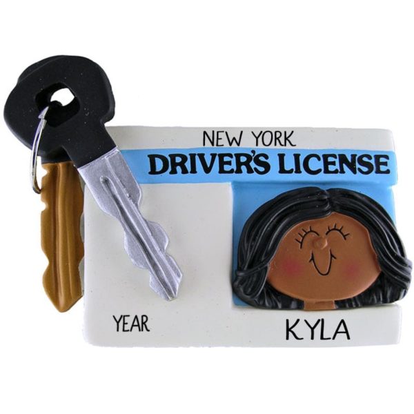 GIRL New Driver License & Key Ornament AFRICAN AMERICAN