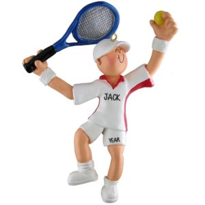 Tennis Player MALE With Raquet And Ball In Hand Ornament