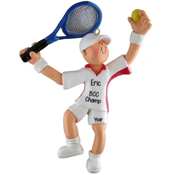 Male Tennis Coach Holding Raquet Overhead Ornament