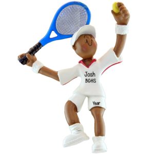 African American Tennis Player Male With Raquet And Ball In Hand Ornament