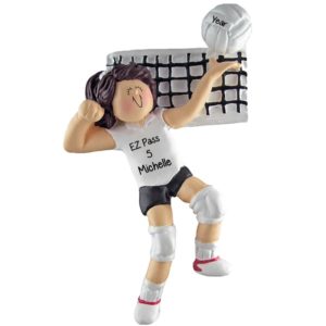 Volleyball Player Net And Ball Ornament FEMALE BRUNETTE