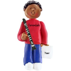 BOY Playing The CLARINET Ornament Personalized AFRICAN AMERICAN