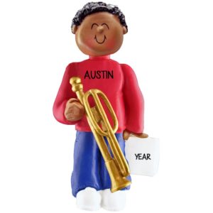 MALE Playing TROMBONE Ornament  AFRICAN AMERICAN