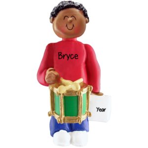 Boy Playing Drum Personalized Ornament AFRICAN AMERICAN
