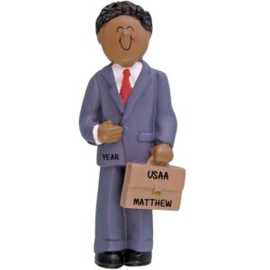 Male Dressed In Suit & Tie Personalized Ornament AFRICAN AMERICAN