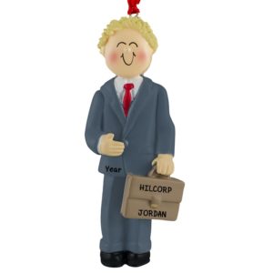Male Dressed In Suit & Tie Personalized Ornament BLONDE