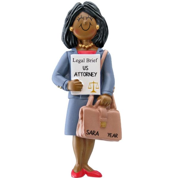 FEMALE Lawyer Holding Brief Ornament AFRICAN AMERICAN