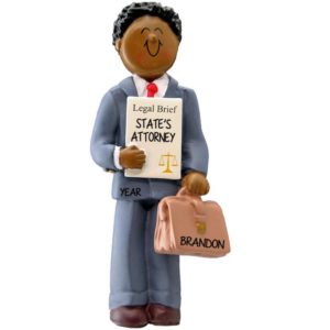 MALE Lawyer Holding Brief Ornament AFRICAN AMERICAN MALE