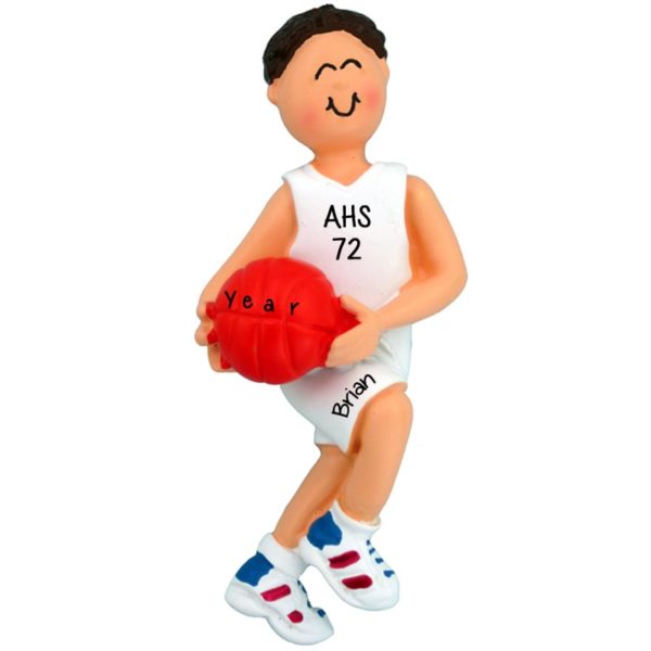 Basketball MALE Player Personalized Ornament BROWN HAIR
