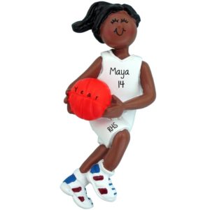 Ethnic Or African American FEMALE Basketball Player Ornament