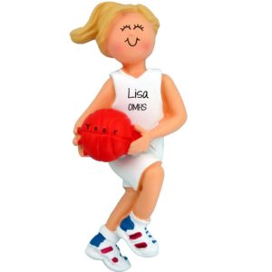 FEMALE BLONDE Basketball Player Personalized Ornament