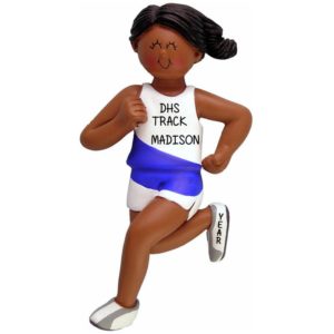 AFRICAN AMERICAN GIRL Track Runner Personalized Ornament