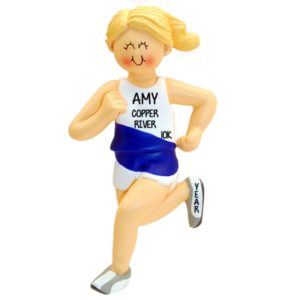10K Marathon Runner Ornament BLONDE FEMALE
