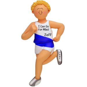 MALE Track Runner Personalized Ornament BLONDE Hair