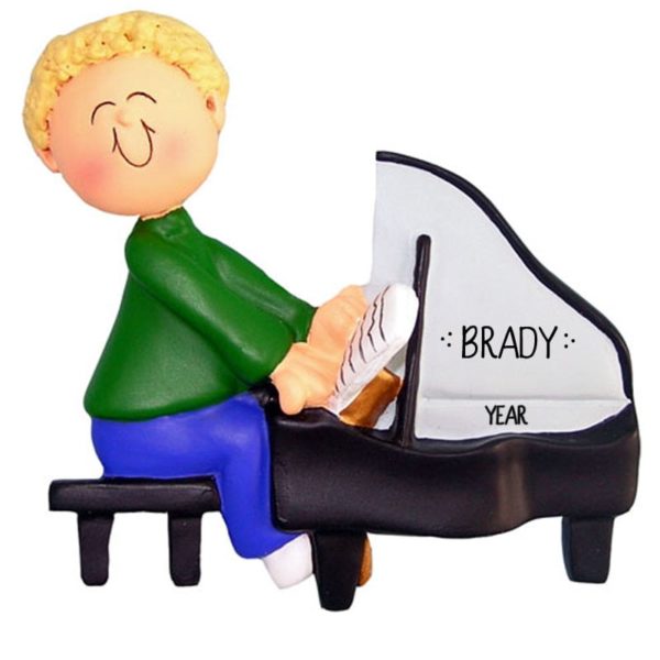 Male Playing The Piano Personalized Ornament BLONDE