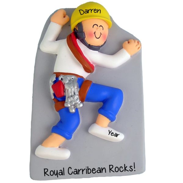 Personalized MALE Rock Climber YELLOW Helmet Ornament