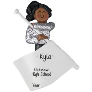 AFRICAN AMERICAN Flag Girl Personalized Christmas Ornament