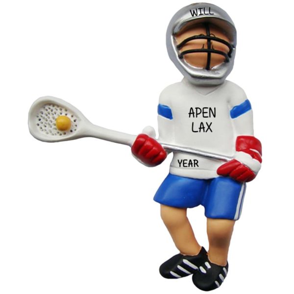 Male Lacrosse Player Holding Stick Personalized Ornament