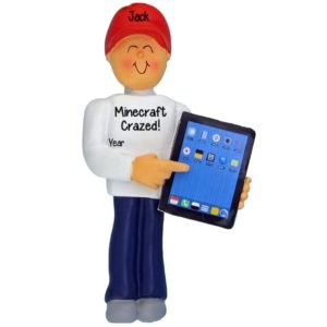 BOY Playing Minecraft on iPad Personalized Ornament