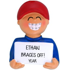 Personalized BRACES Off BOY Christmas Ornament
