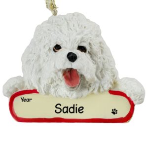Personalized BICHON FRISE Dog On Banner Ornament