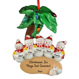 Image of Vacation Family Of 5 Palm Trees Personalized Ornament