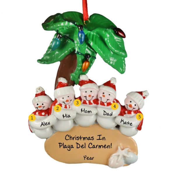 Vacation Family Of 5 Palm Trees Personalized Ornament