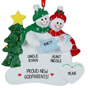 Proud New Godparents + Baby BOY Ornament