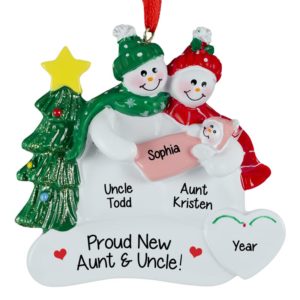 Proud New Aunt & Uncle + Baby GIRL Ornament