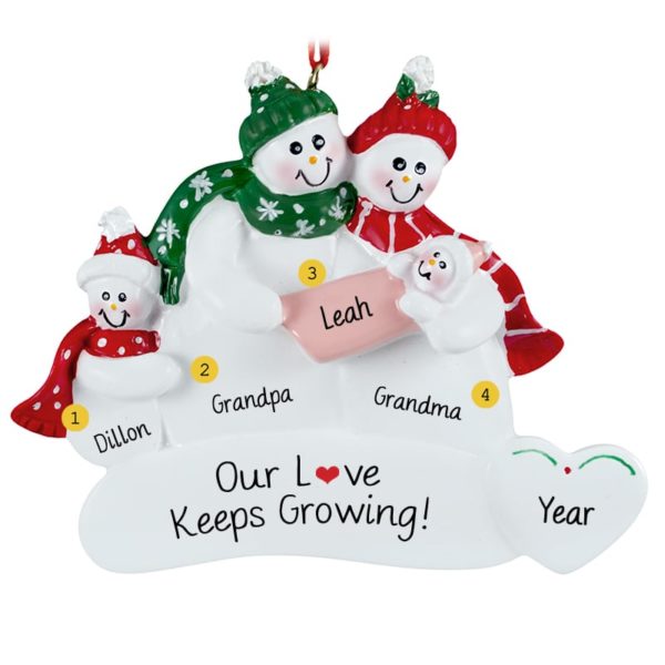 Personalized Grandparents Holding Baby GIRL + 1 Kid Ornament