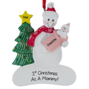 First Christmas As A Mom Snowman + Baby GIRL Ornament